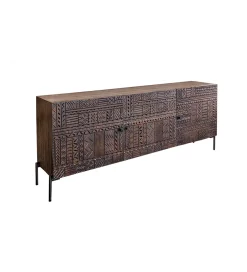 Komoda 3D TRIBAL 180 cm drewno mango ciemny brąz