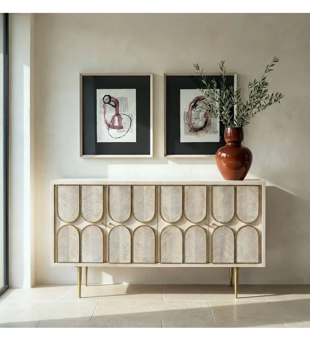Komoda ESPAZERO 152 cm drewno mango biała