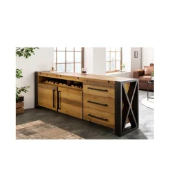 Komoda FACTORY Thor 195 cm drewno sosna brąz