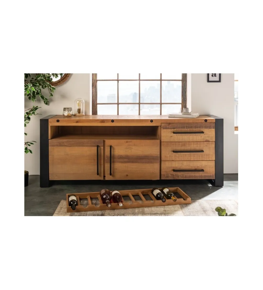 Komoda FACTORY Thor 195 cm drewno sosna brąz