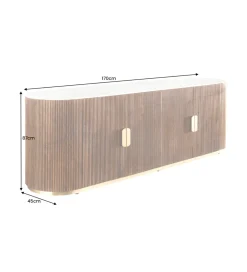 Komoda GATSBY 170 cm drewno mango blat biały marmur