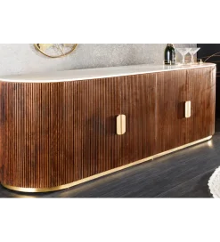 Komoda GATSBY 170 cm drewno mango blat biały marmur