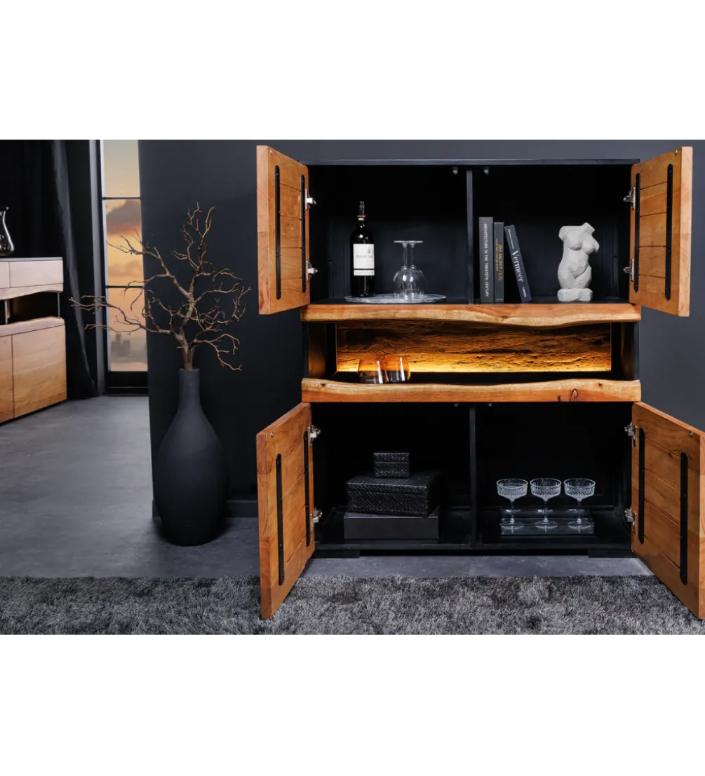 Komoda GRAND ACACIA 120 cm drewno akcja LED