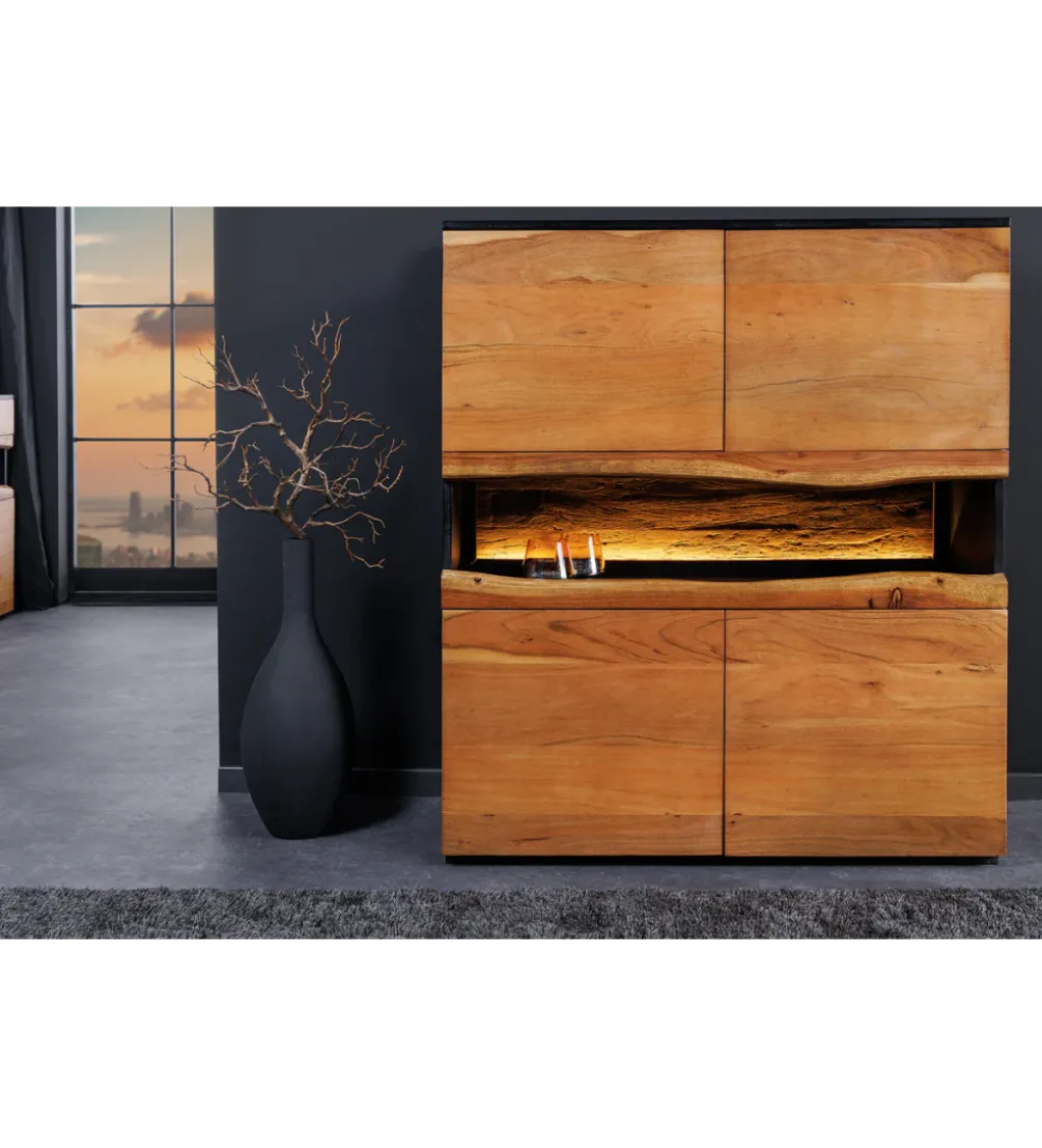 Komoda GRAND ACACIA 120 cm drewno akcja LED