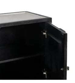 Komoda HALENSA 102 cm drewno mango czarnobiała
