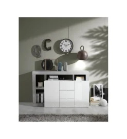 Komoda HAMBURG 146 cm biała z dodatkiem koloru szarego
