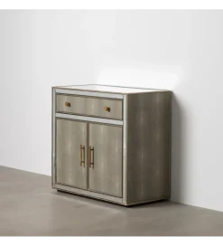 Komoda KOSTI 81 cm szklana srebrno-szary