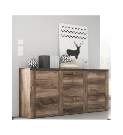 Komoda LARONA 176 Cm O Wybarwieniu Satin Nussbaum z kolorem Touchwood