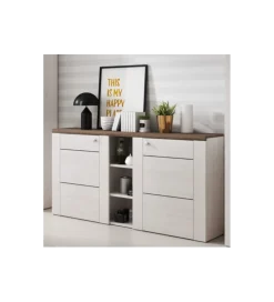 Komoda LARONA 155 cm o wybarwieniu Sonoma Trufel z kolorem Sibiu Larche
