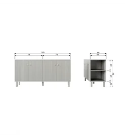 Komoda MADU 160 cm drewno sosna szara