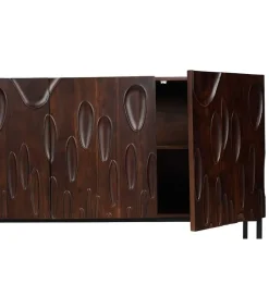 Komoda MIRNO 175 cm drewno akacja w kolorze ciemnego orzecha