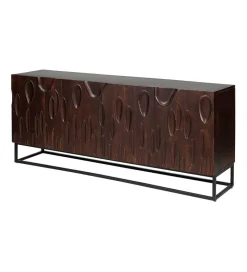 Komoda MIRNO 175 cm drewno akacja w kolorze ciemnego orzecha