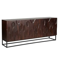 Komoda MIRNO 175 cm drewno akacja w kolorze ciemnego orzecha