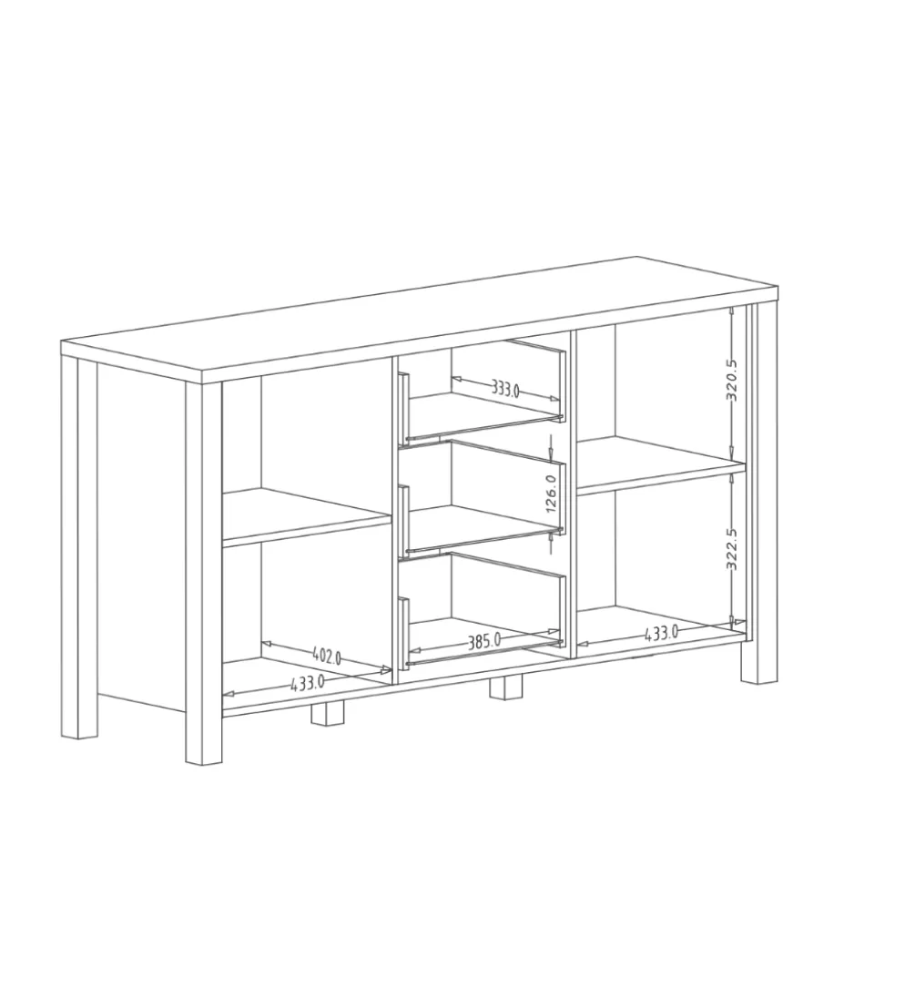 Komoda OLIN WM 147 cm w optyce świerku Appenzeller