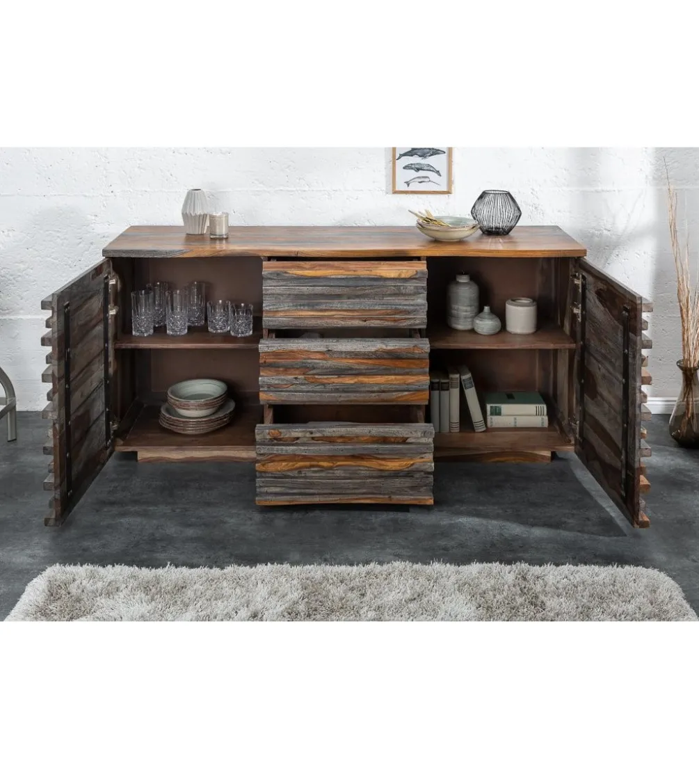 Komoda OMBRA Relief 160 cm drewno sheesham