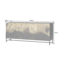 Komoda OXID 180 cm drewno mango czarno złota
