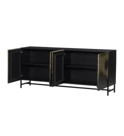 Komoda OXID 180 cm drewno mango czarno złota