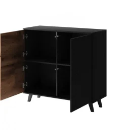 Komoda RANDOM 100 cm w kolorze dąb wotan z kolorem czarnym