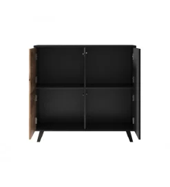 Komoda RANDOM 100 cm w kolorze dąb wotan z kolorem czarnym