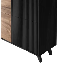 Komoda RANDOM 100 cm w kolorze dąb wotan z kolorem czarnym