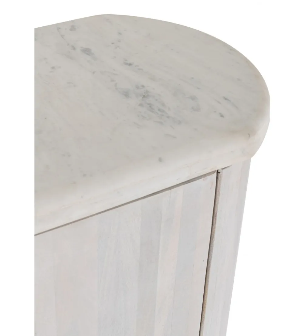 Komoda ROUNDEGO 116 cm blat marmur biały