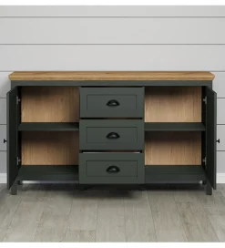 Komoda STANTON  143 cm w optyce dębu Evoke Ciemnozielony