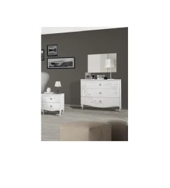 Komoda SWEET 104 cm biała z ozdobnym nadrukiem