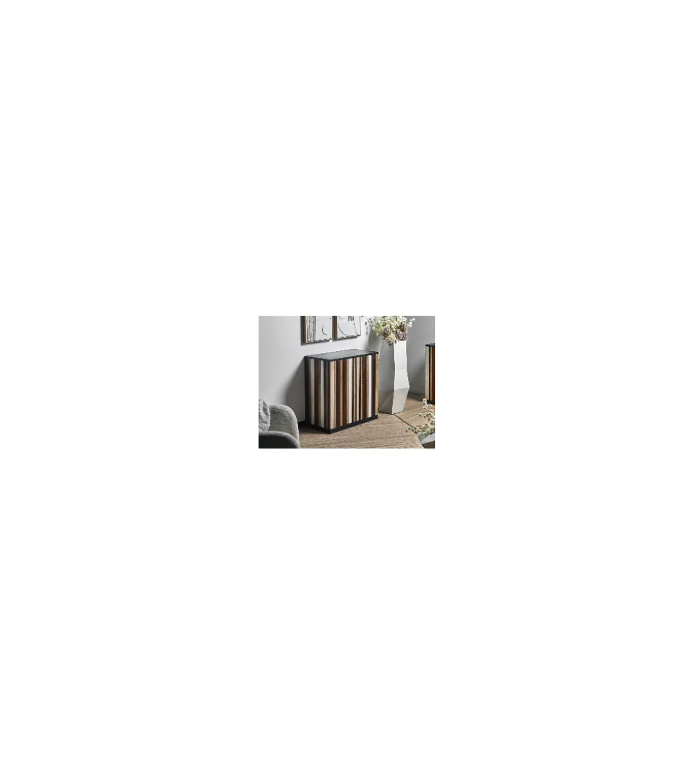 Komoda SZPAT 80 cm drewno akacja wielokolorowa