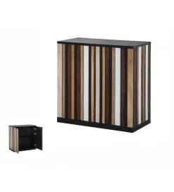 Komoda SZPAT 80 cm drewno akacja wielokolorowa