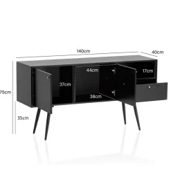 Komoda TAURI 140 cm czarna