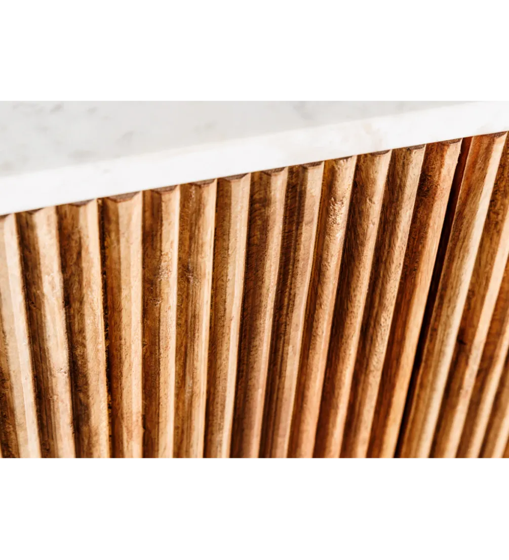 Komoda TRES CHIC 105 cm drewno mango biały marmur naturalna