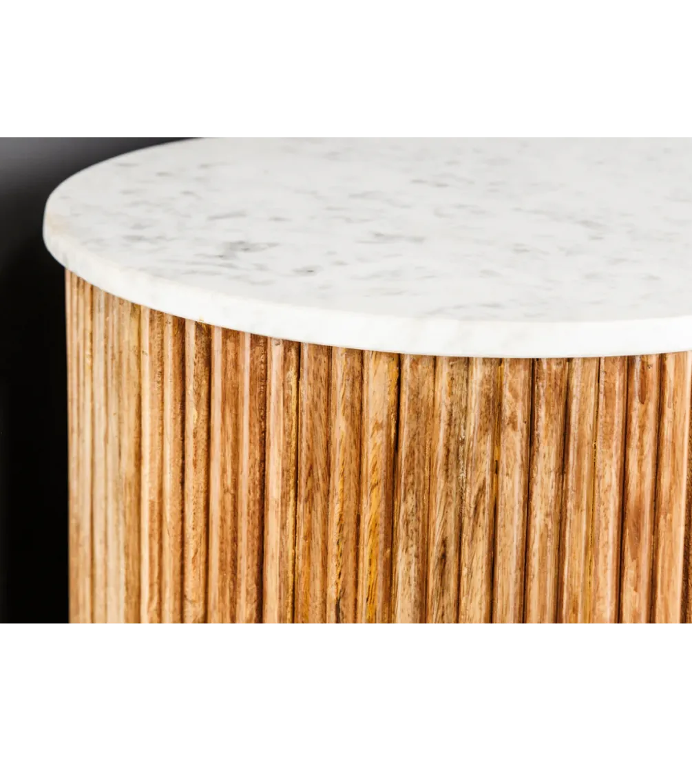 Komoda TRES CHIC 105 cm drewno mango biały marmur naturalna