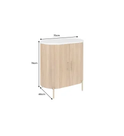 Komoda TRES CHIC 70 cm drewno mango biały marmur blat