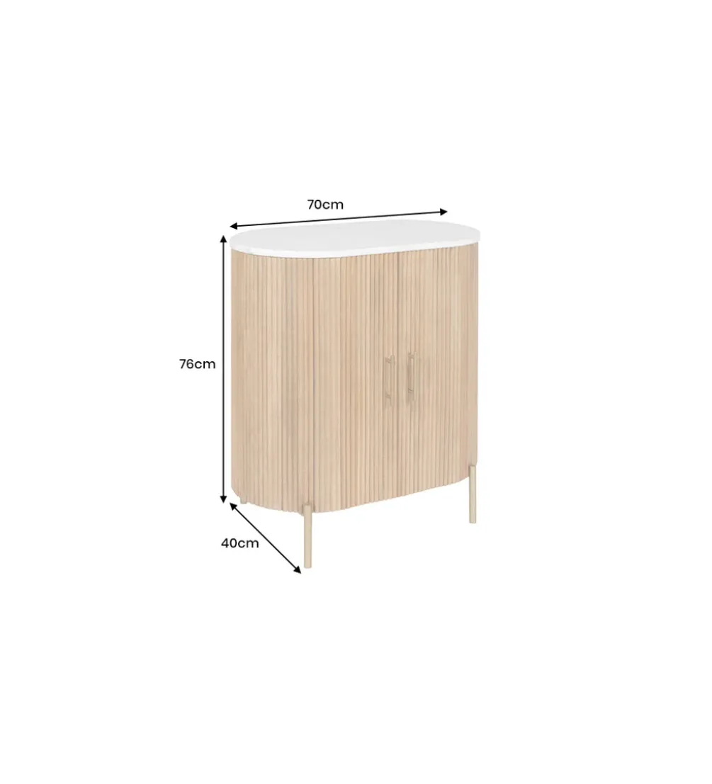 Komoda TRES CHIC 70 cm drewno mango biały marmur blat