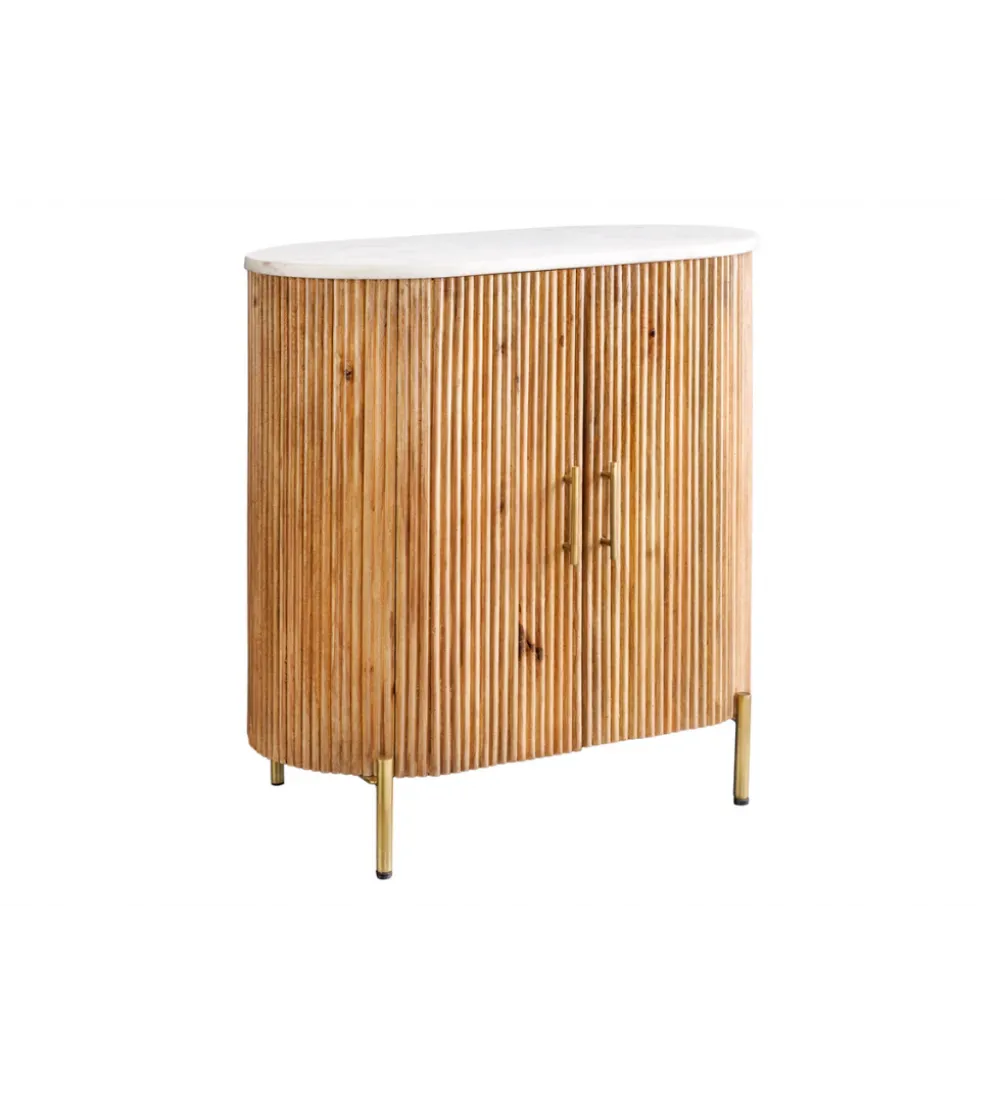 Komoda TRES CHIC 70 cm drewno mango biały marmur blat