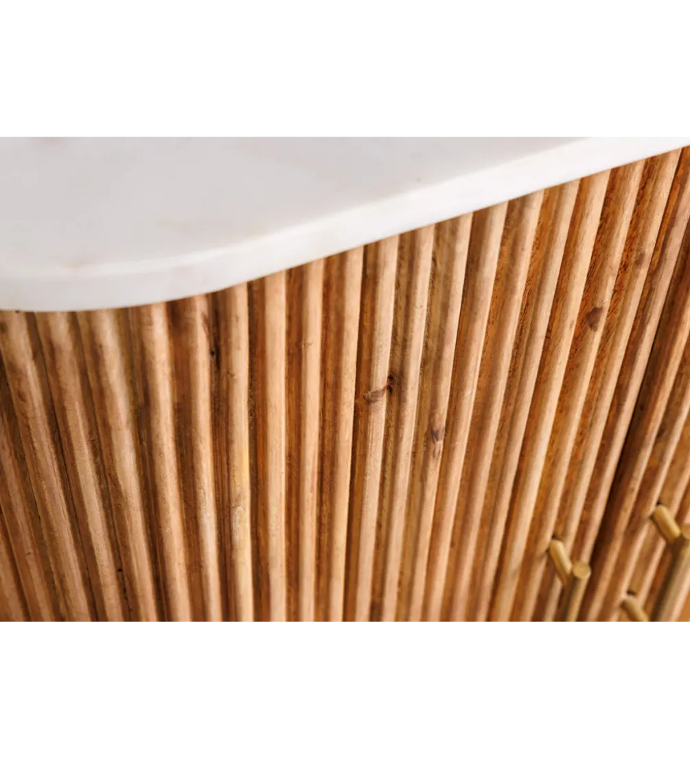 Komoda TRES CHIC 70 cm drewno mango biały marmur blat