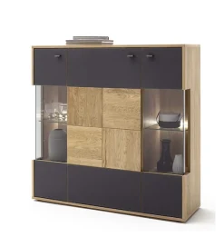 Komoda VALENCIA 124 cm antracytowo naturalna