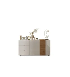 Komoda VENUS 181 cm biała z dodatkiem koloru dąb Cadiz