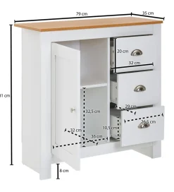 Komoda VINCENTE 79 cm biała