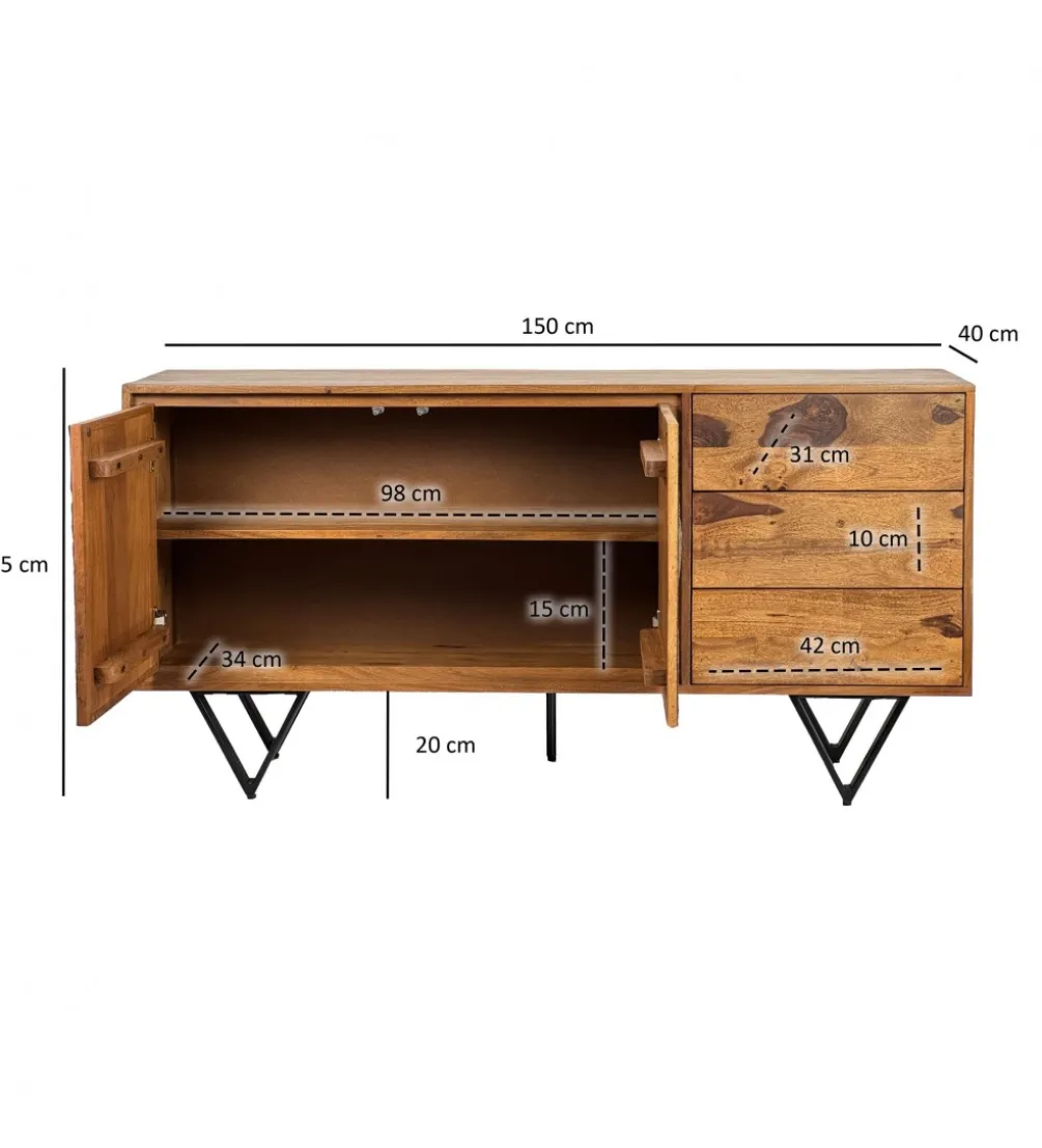 Komoda WOHNLING 150 cm drewno sheesham