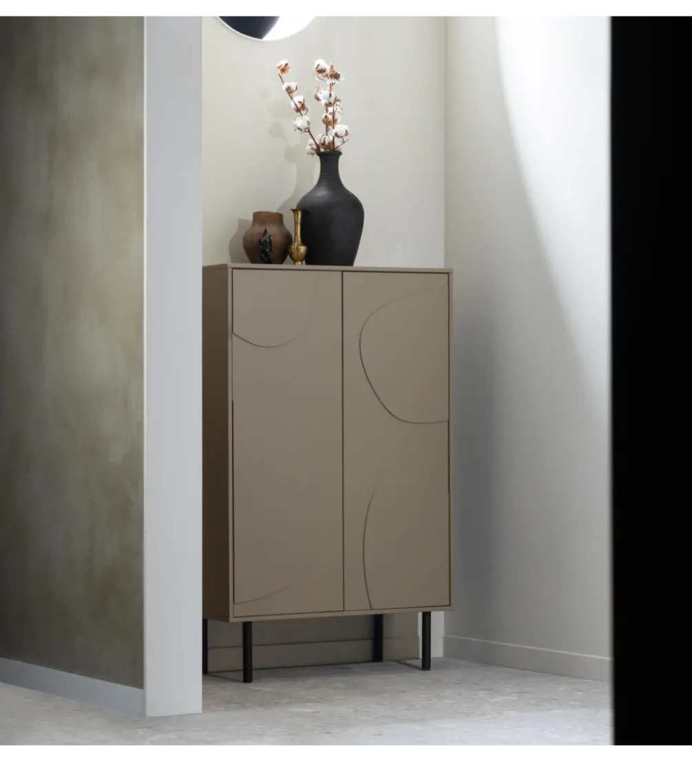 Komoda wysoka CADIZ 135 cm drewno sosny piaskowa