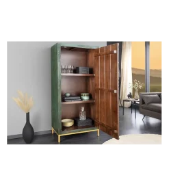 Komoda wysoka 3D PEACOCK 170 cm drewno mango antyczna zieleń