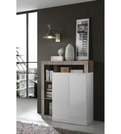 Komoda wysoka HAMBURG 127 cm biała Z Dodatkiem Koloru Klon Pero