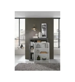 Komoda wysoka HAMBURG 127 cm Biała Z Dodatkiem Koloru antracytowego
