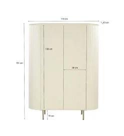 Komoda wysoka PATOU 150 cm jasnobeżowy drewno mango