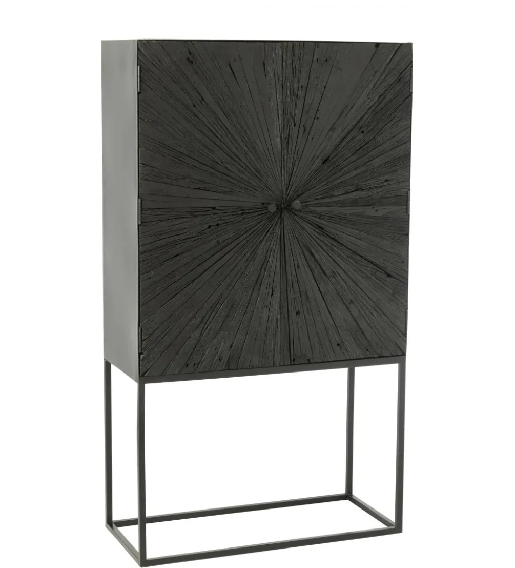 Komoda wysoka Shanil 90 cm drewno czarna