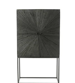 Komoda wysoka Shanil 90 cm drewno czarna