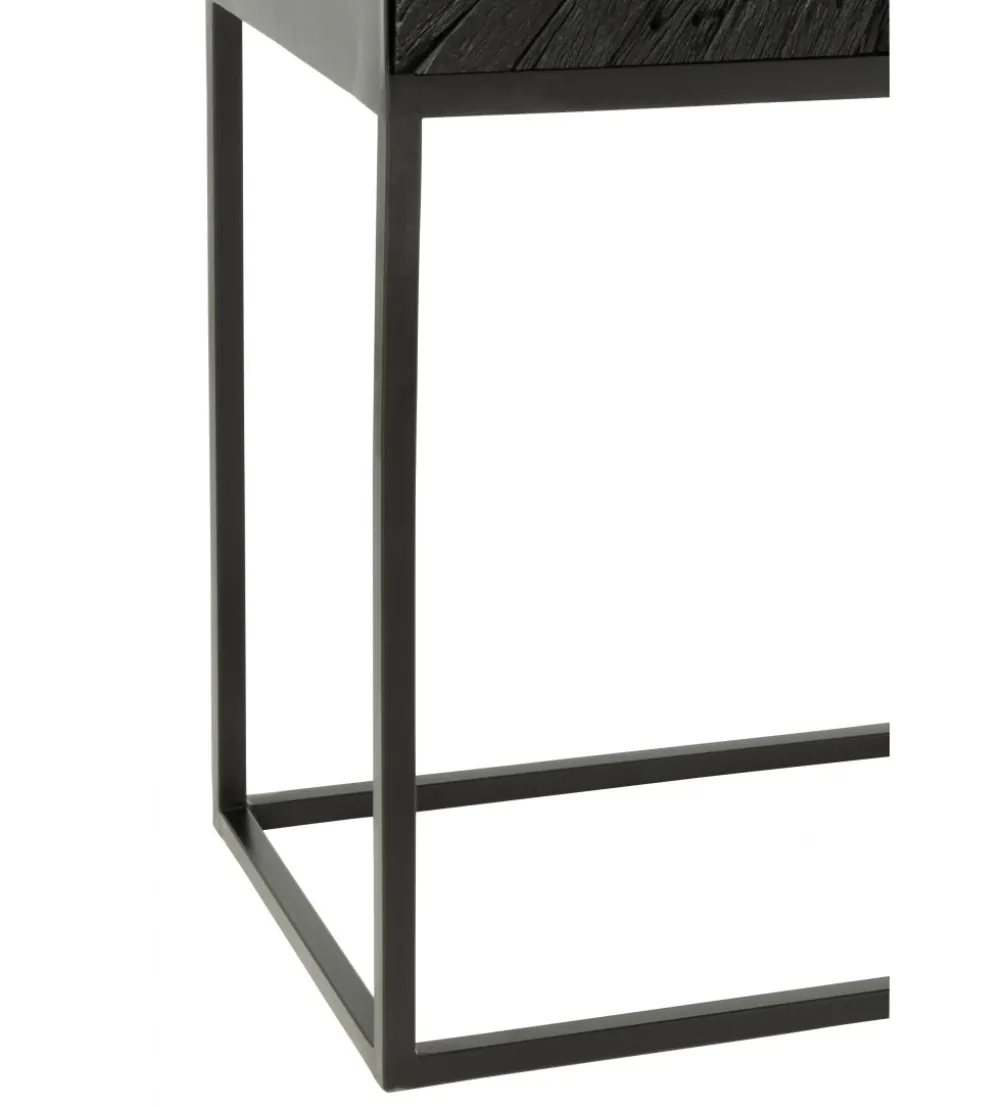 Komoda wysoka Shanil 90 cm drewno czarna