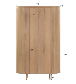 Komoda wysoka TOBAGO 180 cm naturalna