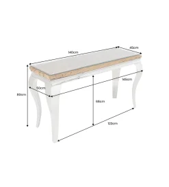 Konsola MODERN BAROCK BARRACUDA 140 cm chromowany szklany blat BEZ blatu tekowego